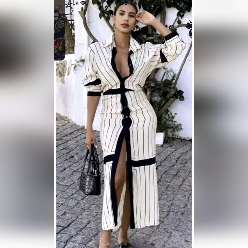 Zara NWTs Stripped Midi Dress